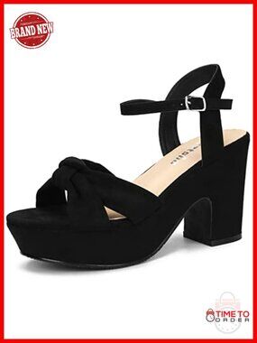 Platform Heels Chunky Wedge Knotted Ankle Strap Sandals